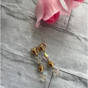 Swarovski Vintage aurora Borealis dangling Clip on earrings